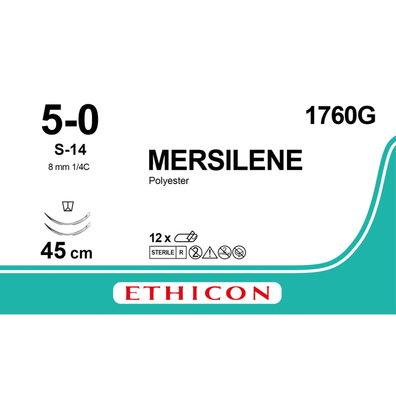 Fils de suture MERSILENE 5/0 45 1/4 8 mm Blanc - Boîte de 12
