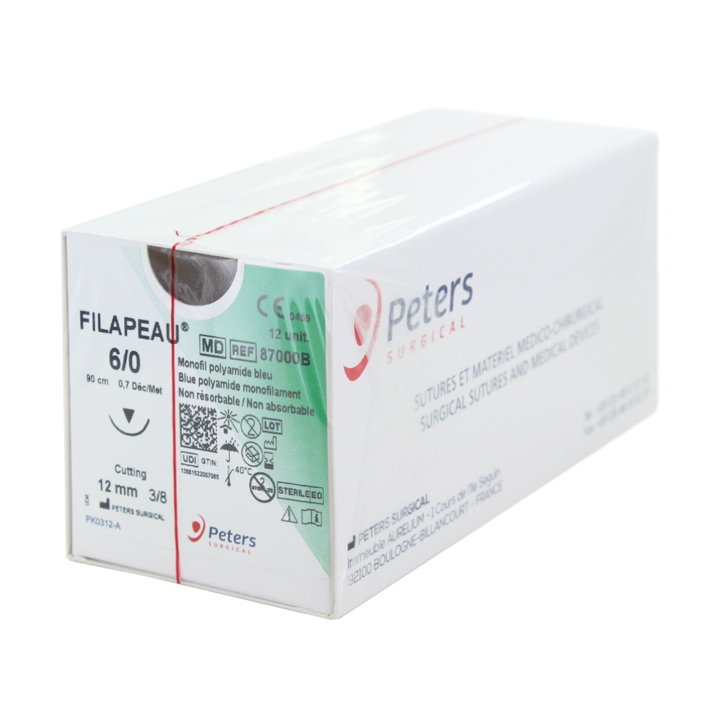 Suture Peters Filapeau - Non résorbable - 6/0 fil 0.7mm L12mm /12