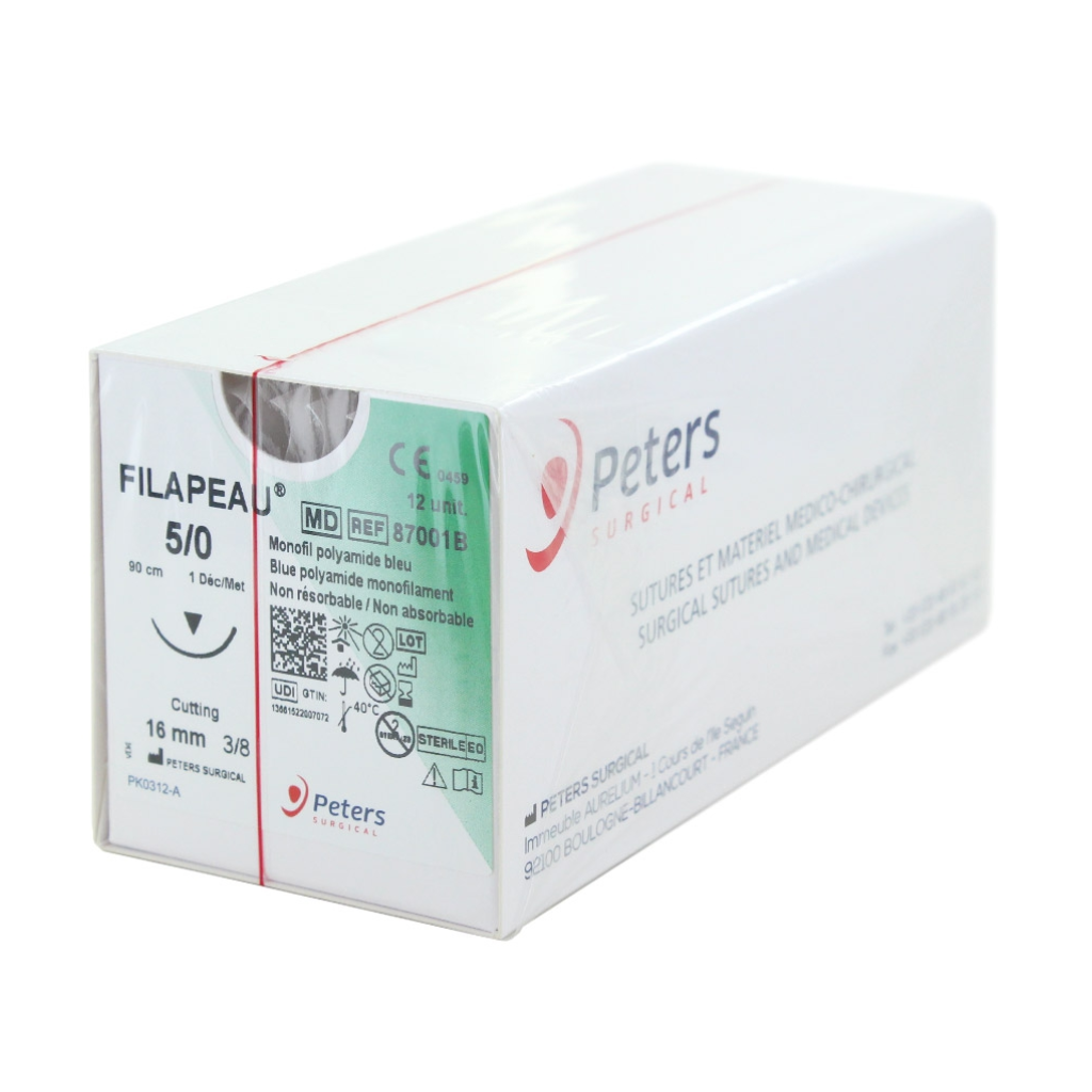 Suture Peters Filapeau - Non résorbable - 5/0 fil 1mm L16mm /12