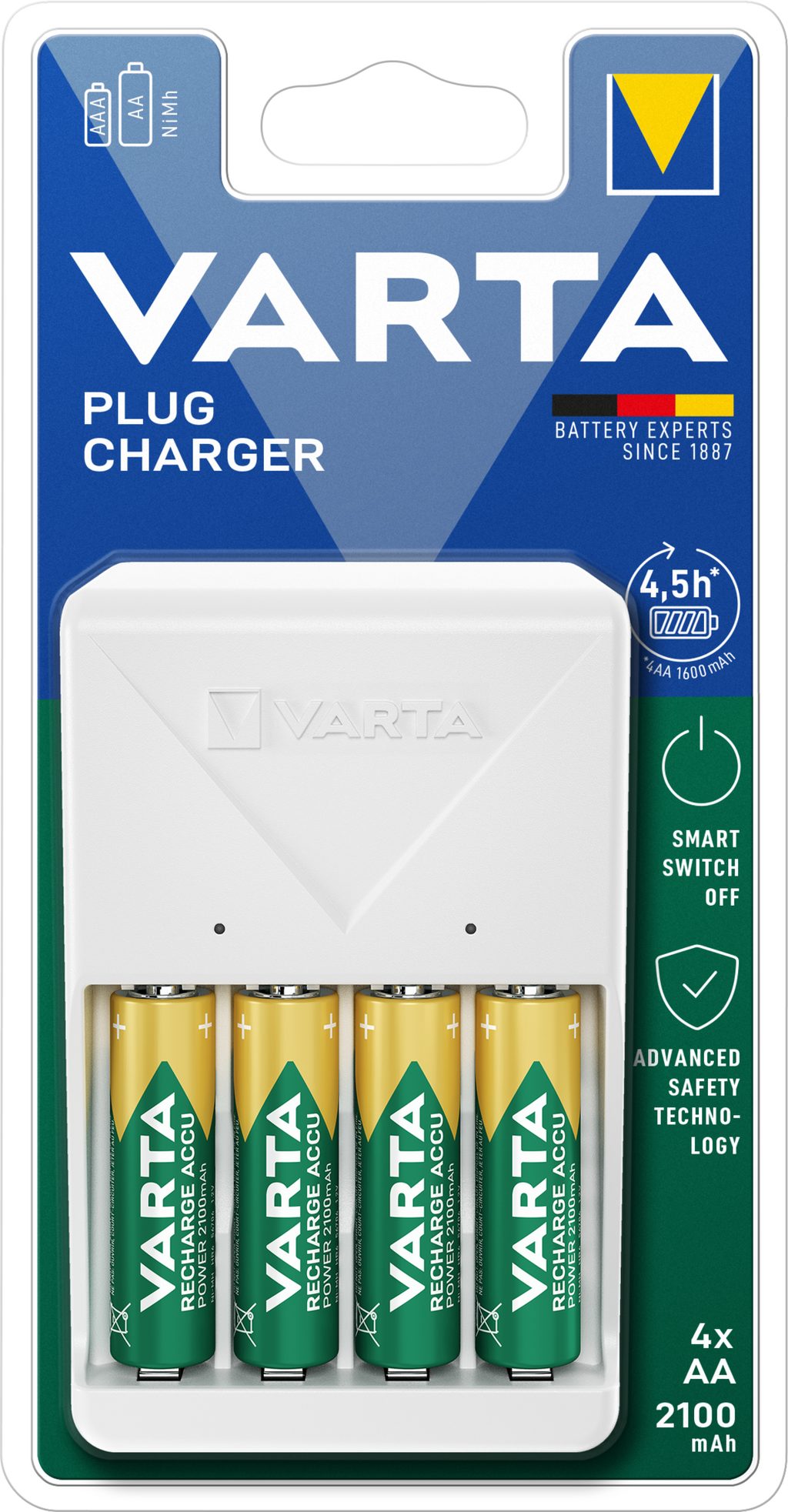 Chargeur de piles Varta avec 4 piles