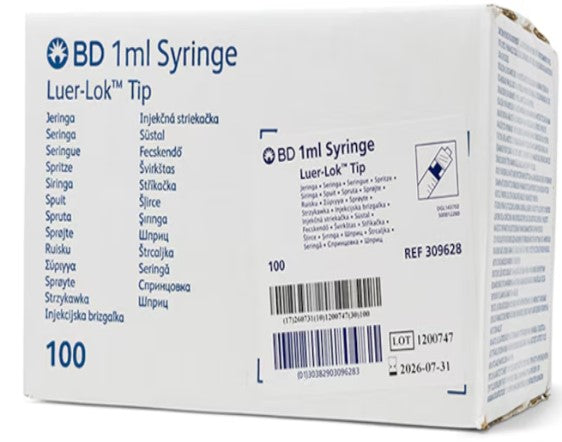 Seringues 3 pièces Plastipak à tuberculine 1ml Luer Lock x100