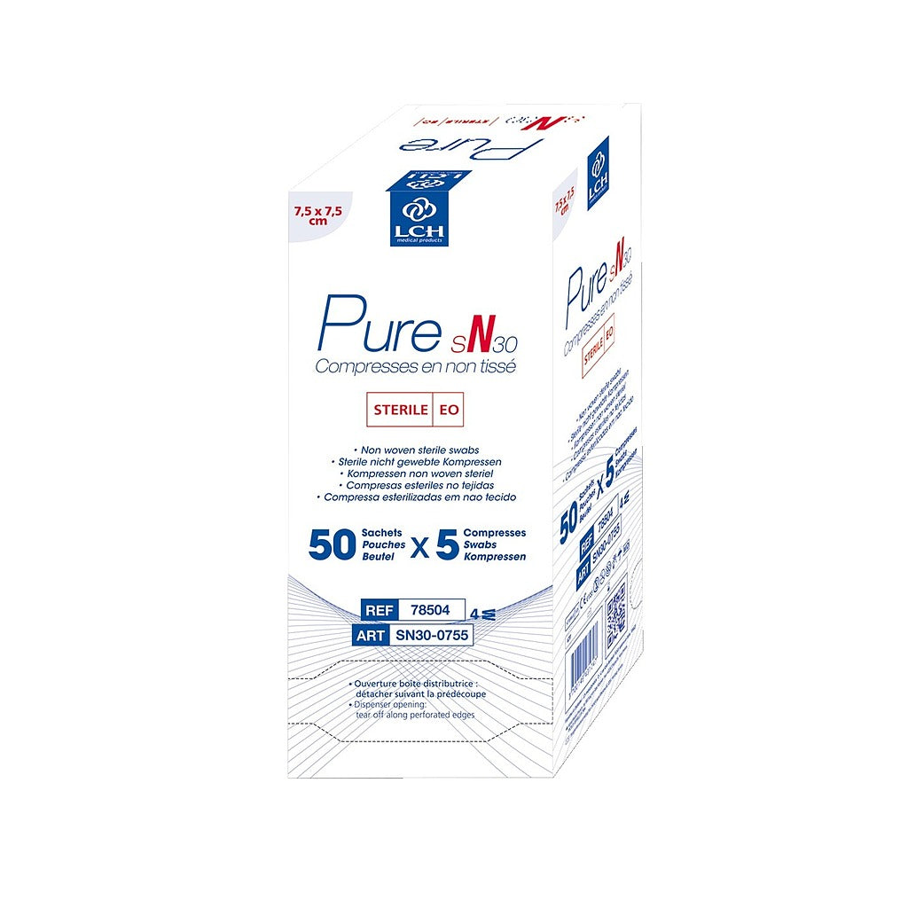 Compresses en non tissé stériles 30g LCH - 7,5x7,5cm