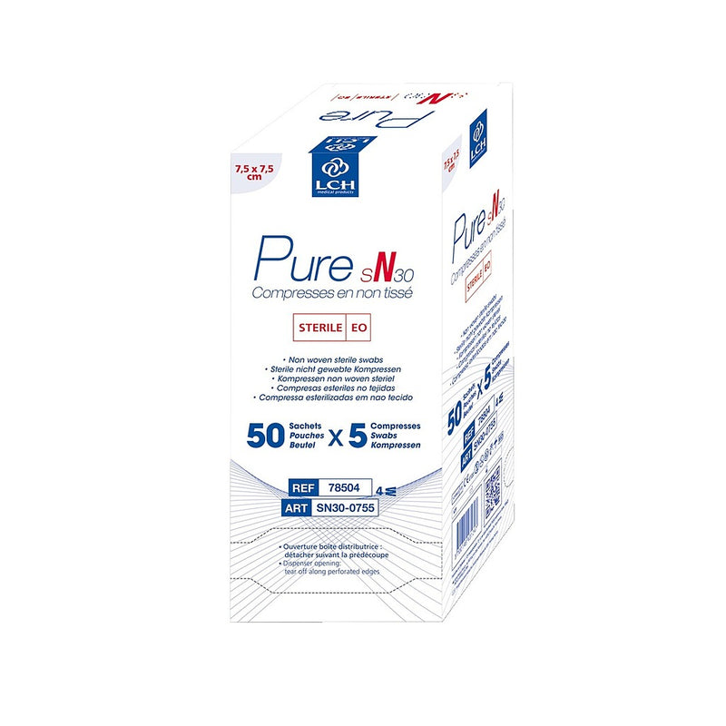 Compresses en non tissé stériles 30g LCH - 7,5x7,5cm