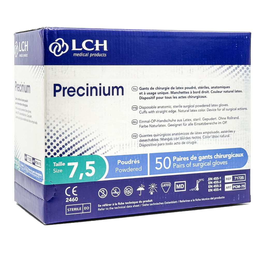 Gants stériles Precinium en latex poudré - Boîte de 50 paires