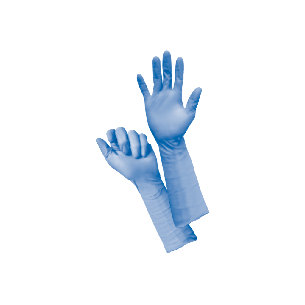 Gant d'examen Nitrile Nitriskin non poudré bleu Extra Long 40cm, boite de 50