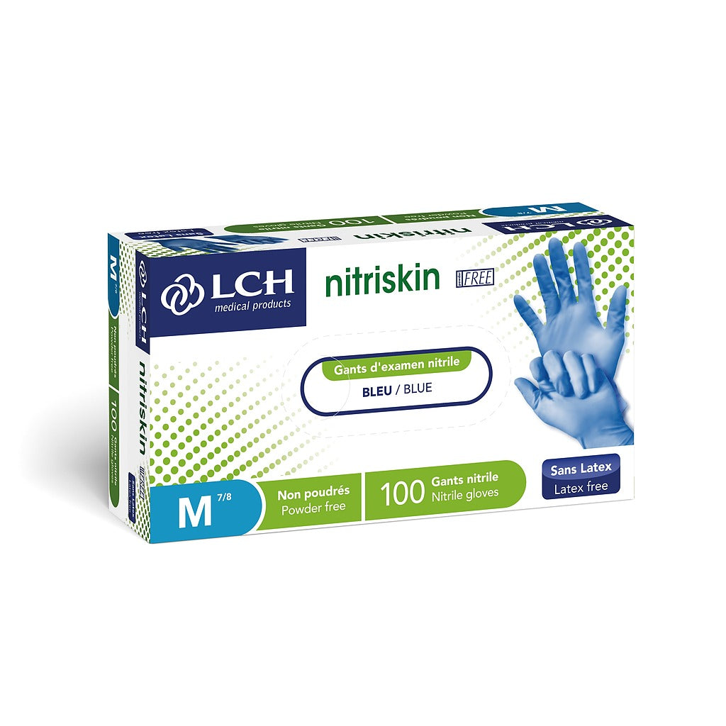 Gants Nitriskin Free en nitrile non poudrés - Bleu