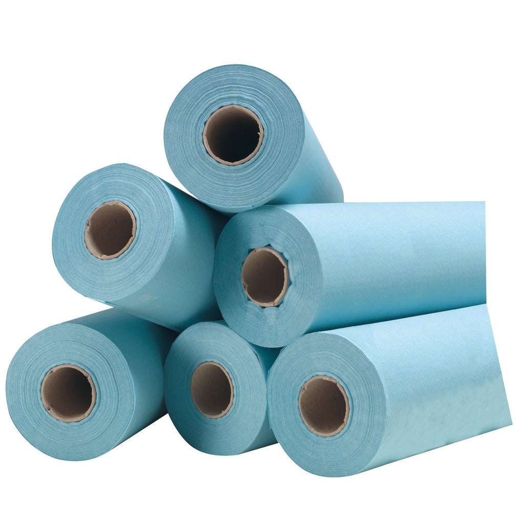 Drap d'examen plastifié bleu - 6 rouleaux