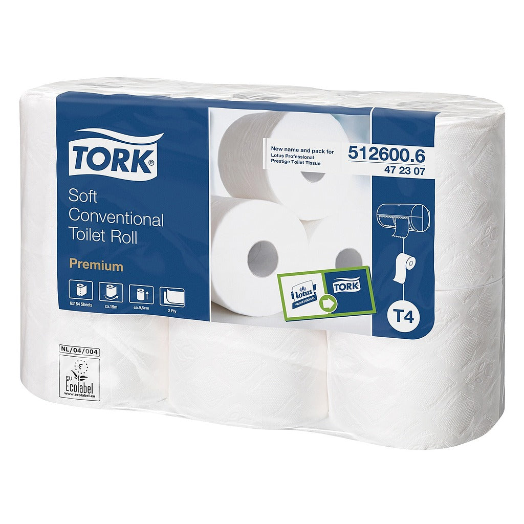 Papier Toilette traditionnel Tork doux 2 plis T4 - 8 paquets x 6 rouleaux