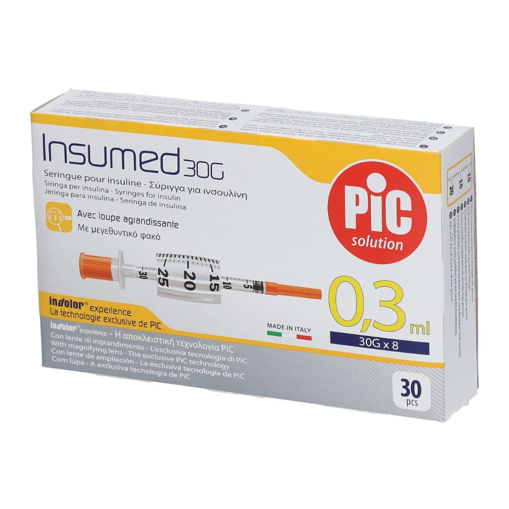 Seringues à insuline Insumed 0,3ml - Boite de 30