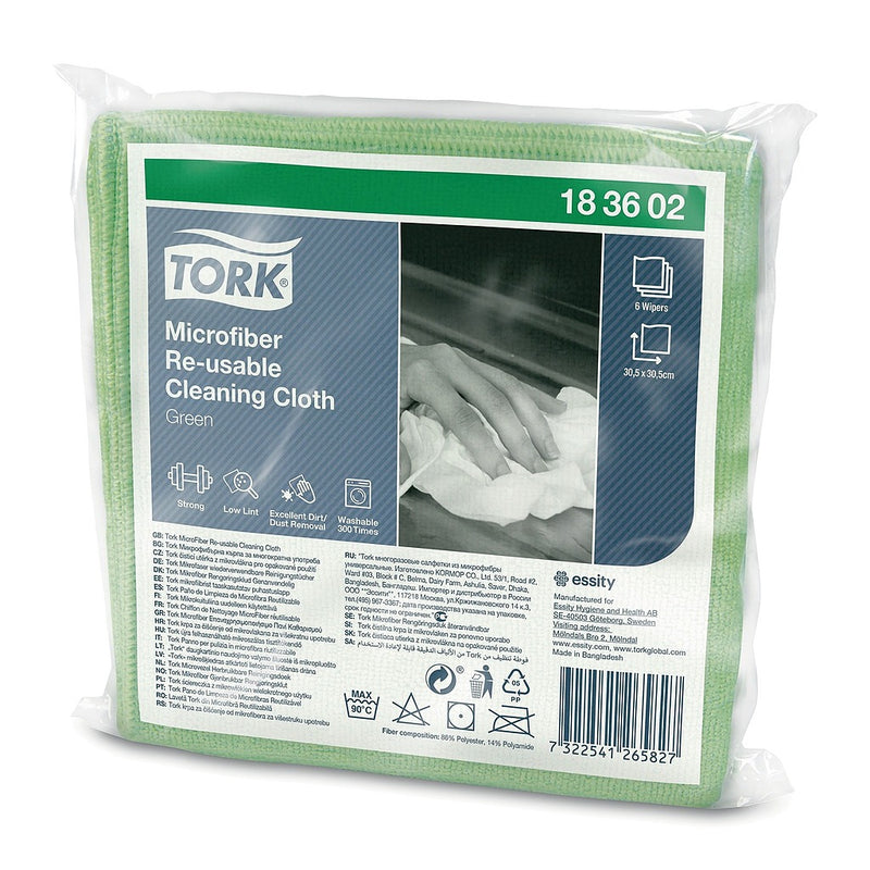 Tork Chiffon de Nettoyage Microfibre réutilisable - 6 lavettes