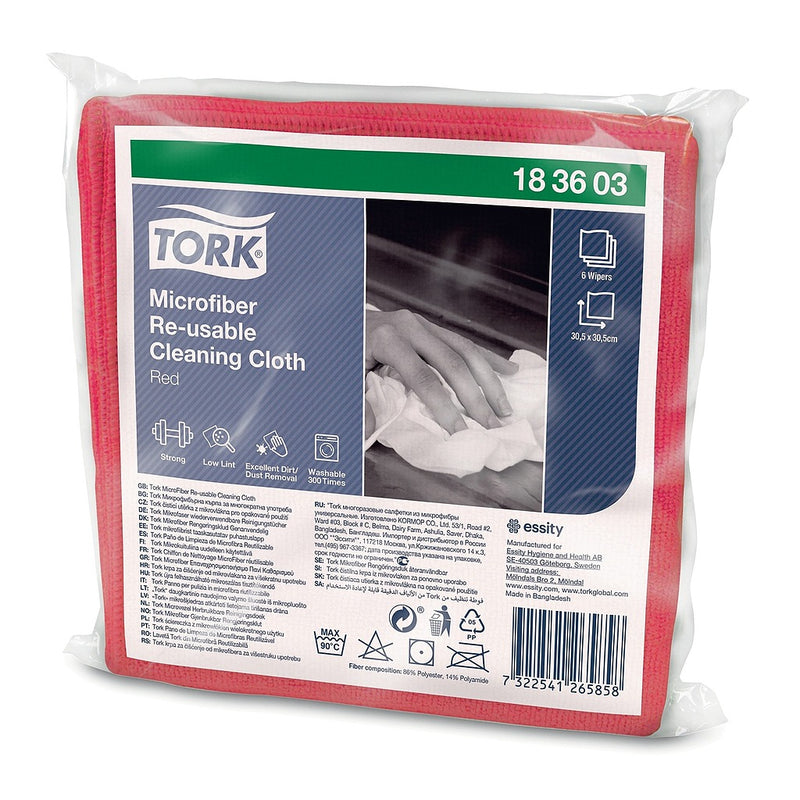 Tork Chiffon de Nettoyage Microfibre réutilisable - 6 lavettes