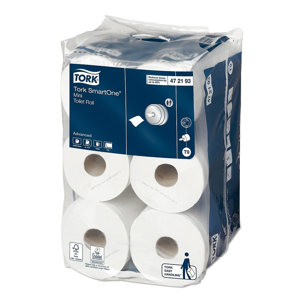 Tork SmartOne Mini Papier Toilette 12 Rouleaux - T9 - 2plis, 620 feuilles