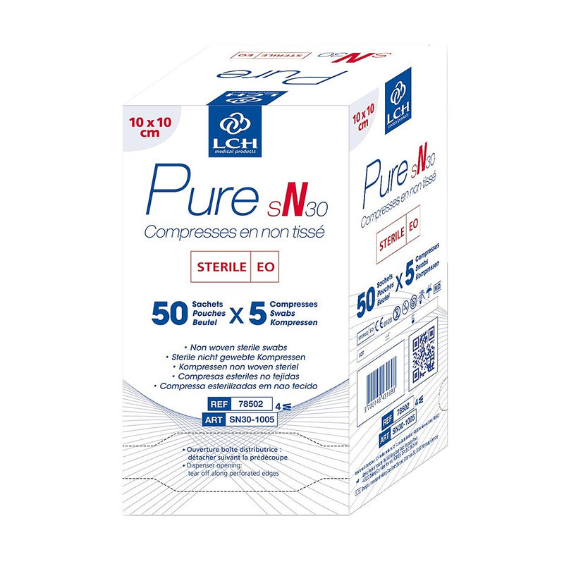 Compresses en non tissés stériles PURE sN30 - 50 sachets de 5 compresses