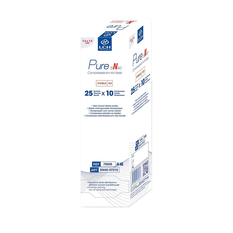 Compresses en non tissés stériles PURE sN40 LCH - sachet de 10