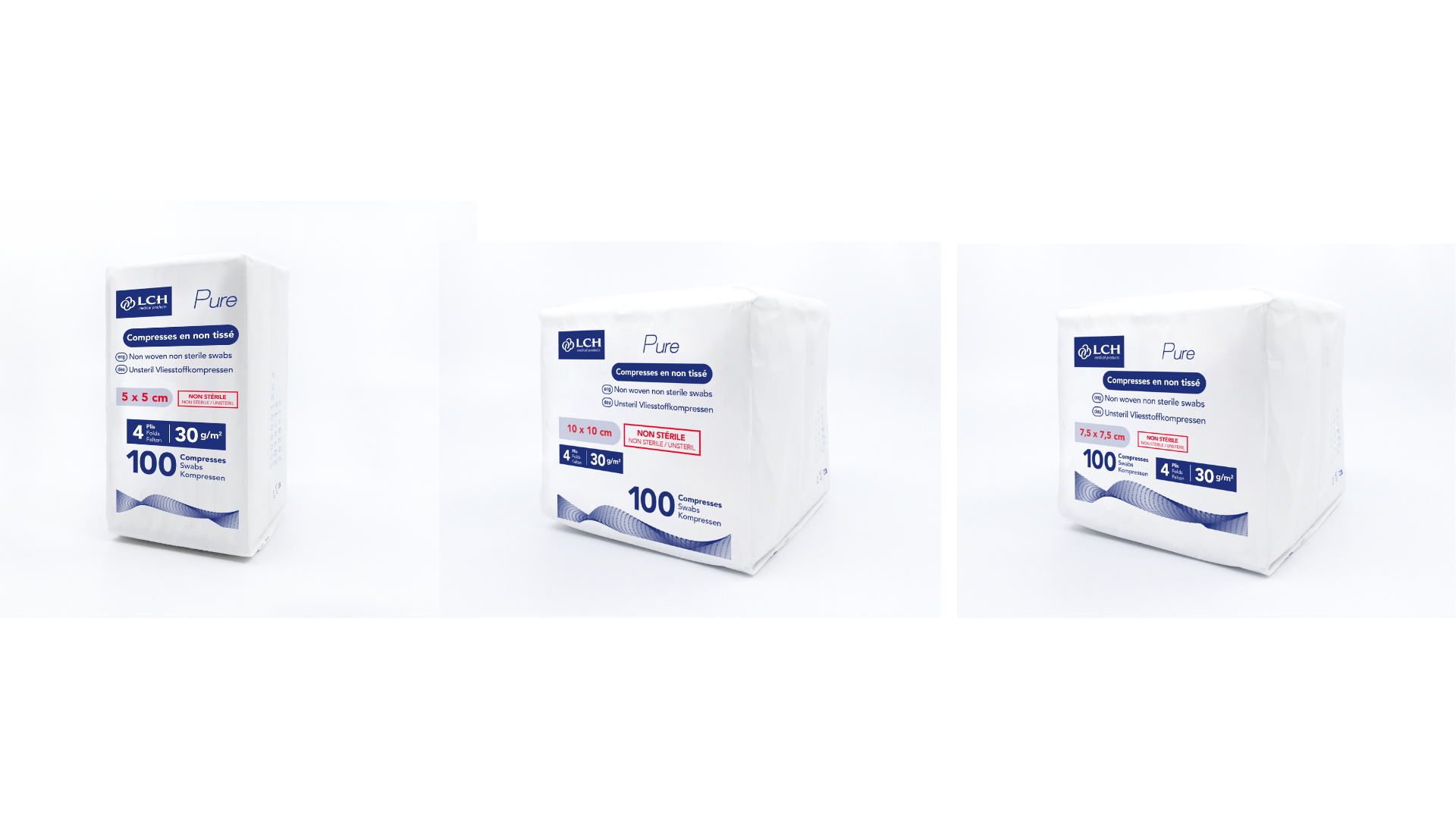 Compresses en non tissés non stériles PURE N30 - LCH - Boite de 100