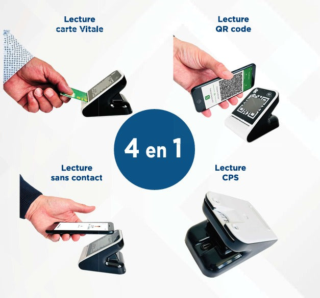 Lecteur de carte vitale PC/SC bifente et sans contact KAP-4CV